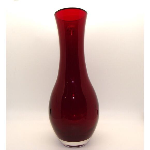 LSA International Art Glass Vase RED 12'' Hand Blown Heavy Gorgeous Poland SEE - Picture 5 of 6
